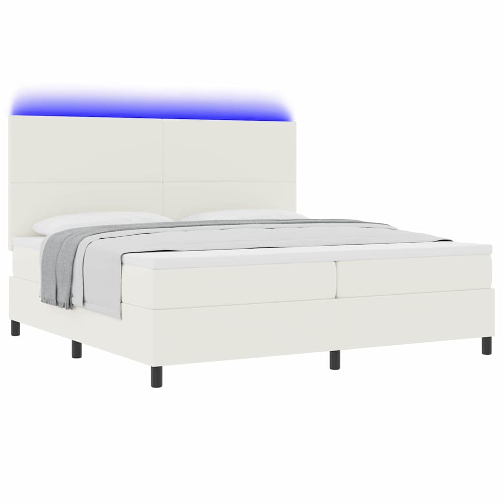 LED Box Spring Krevet s uzglavljem Krema i bijela 200 x 200 cm