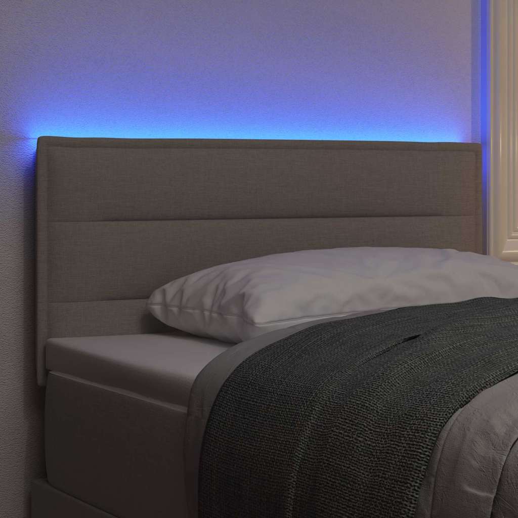 LED glava kreveta s LED trakama Sivo-smeđa 80 cm tkanina