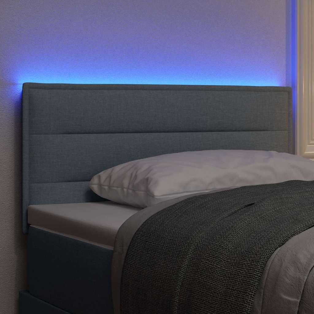 LED glava kreveta s LED trakama Svijetlo siva 90 cm tkanina