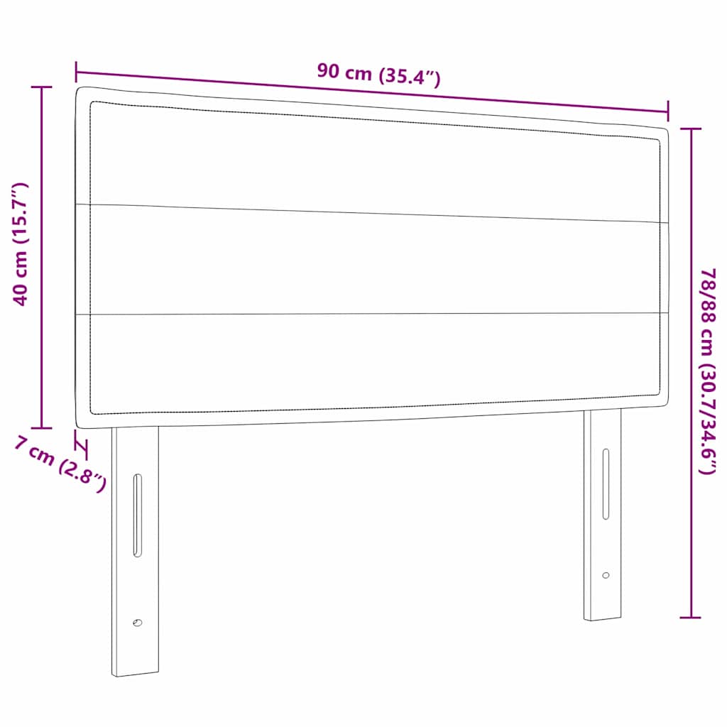 LED glava kreveta s LED trakama Svijetlo siva 90 cm tkanina