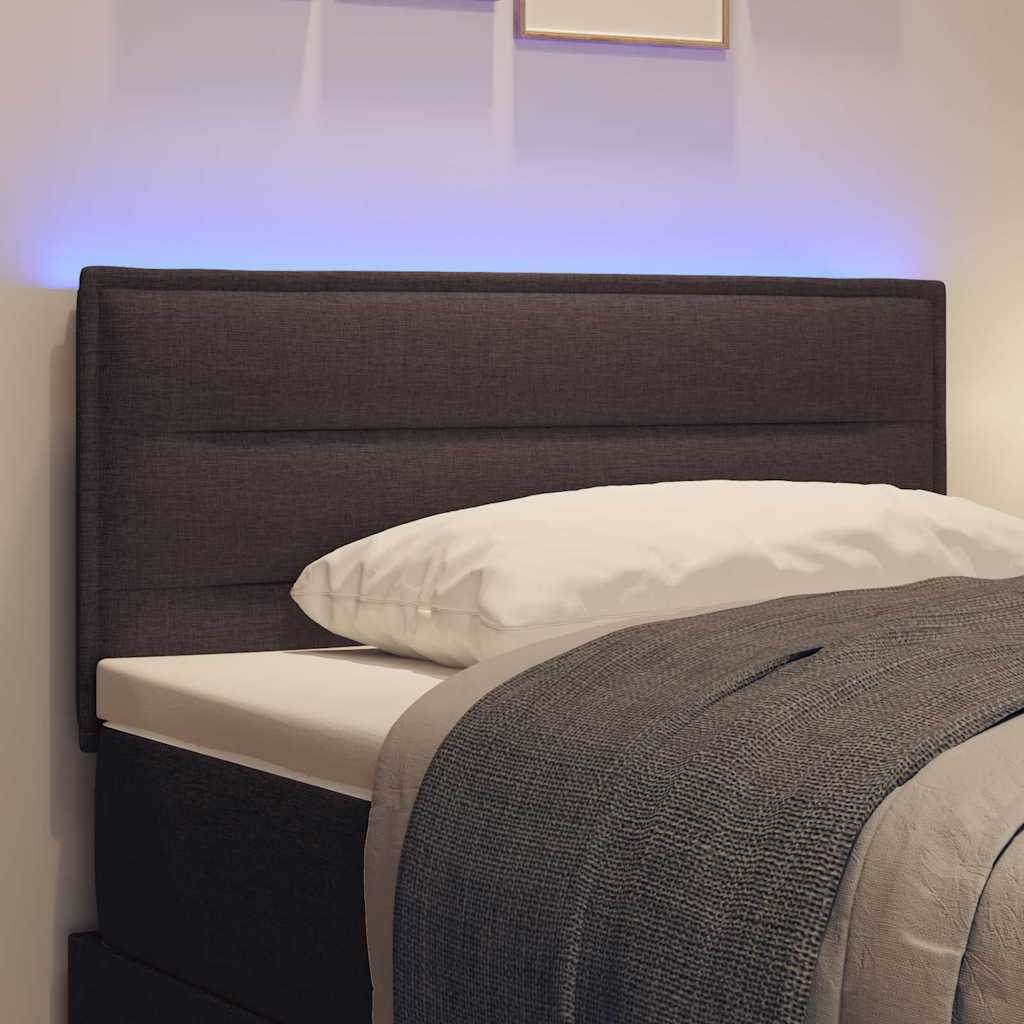 LED glava kreveta s LED trakama Tamno smeđa 100 cm tkanina