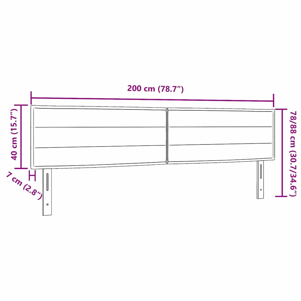 LED glava kreveta s LED trakama Svijetlo siva 200 cm tkanina