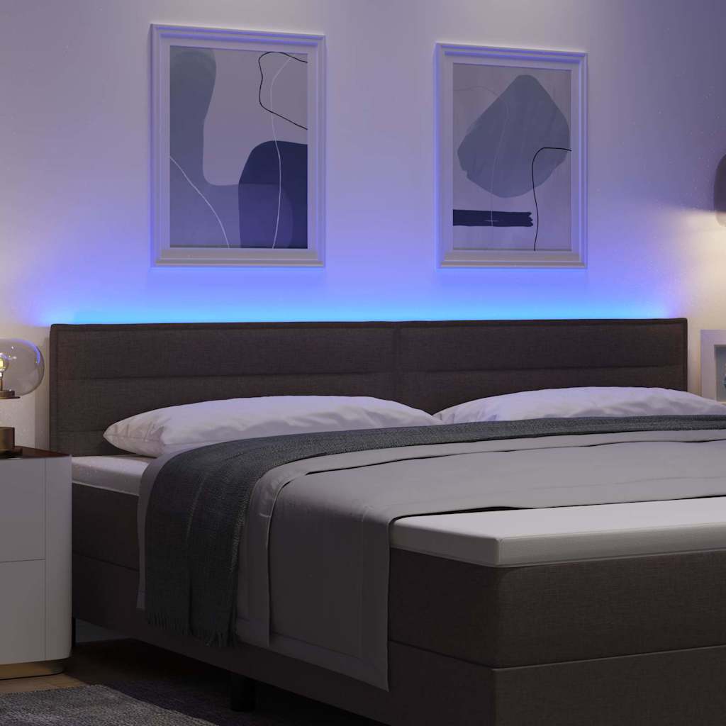 LED glava kreveta s LED trakama Tamno smeđa 200 cm tkanina