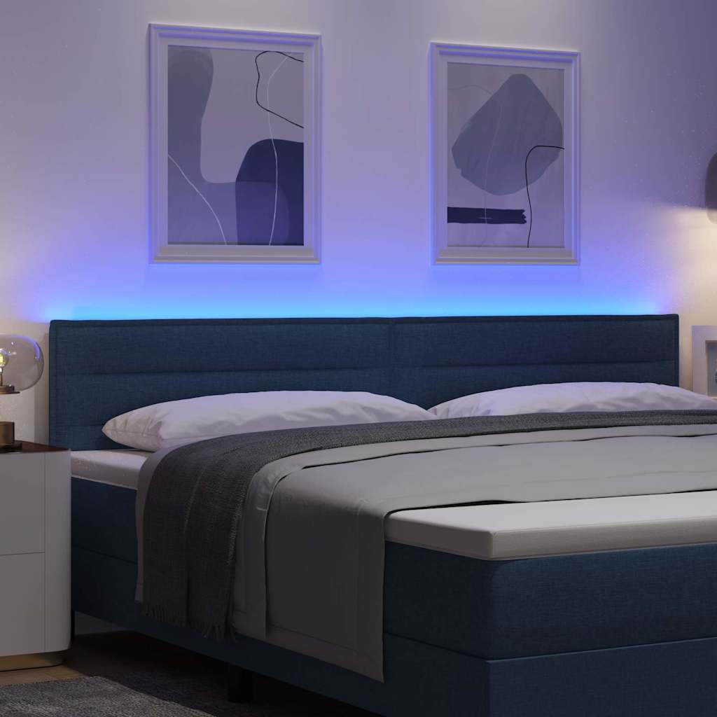 LED glava kreveta s LED trakama Plava 200 cm tkanina