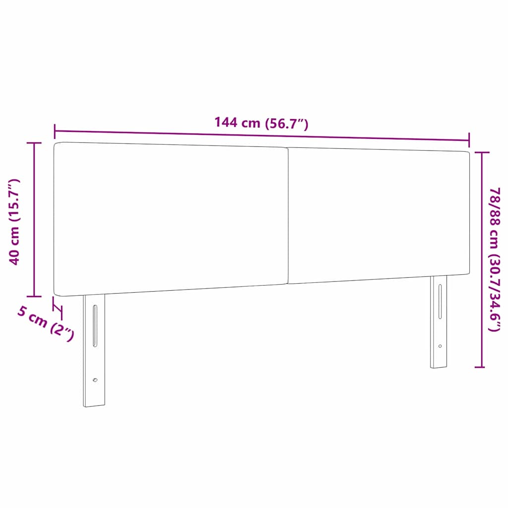 LED glava kreveta s LED trakama Krema 144 cm Kordura tekstil