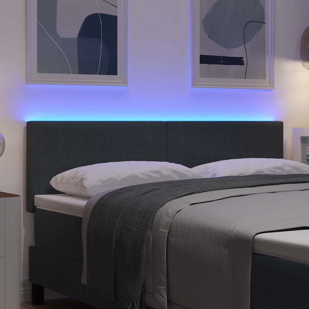 LED glava kreveta Tamno siva 160 cm Kordura tekstil