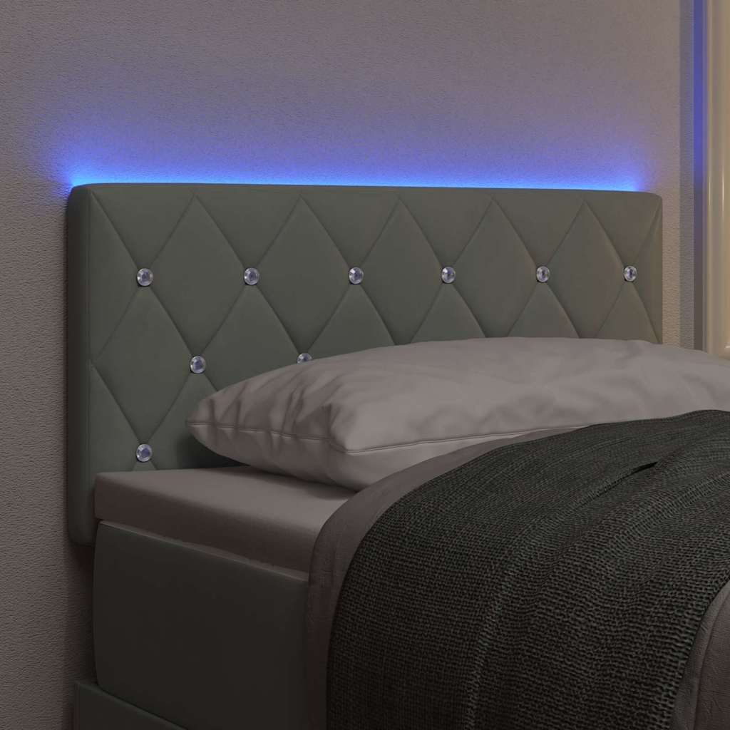 LED glava kreveta s LED trakama Svijetlo siva 80 cm Baršun