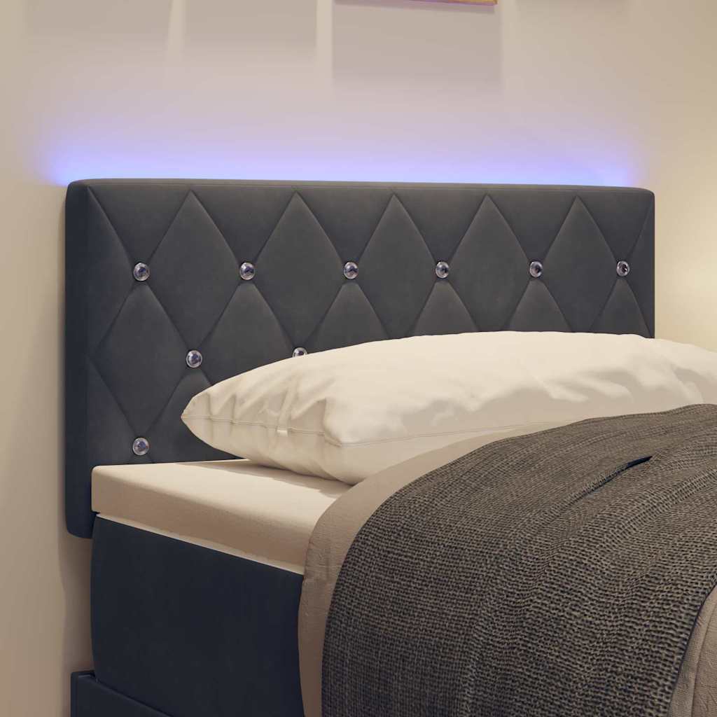LED glava kreveta s LED trakama Tamno siva 80 cm Baršun