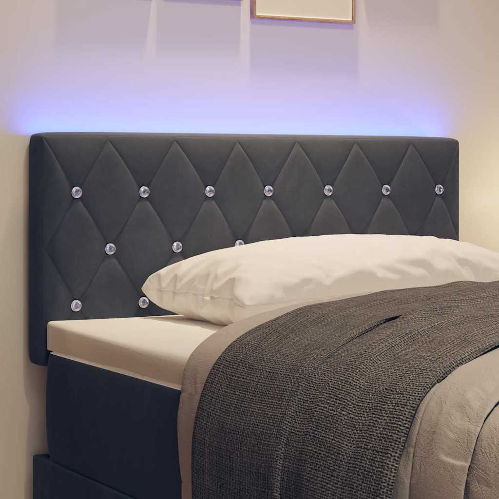 LED glava kreveta s LED trakama Tamno siva 90 cm Baršun