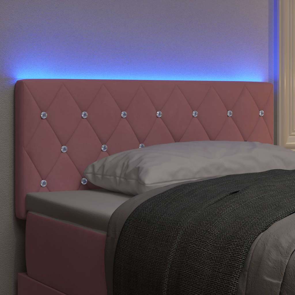 LED glava kreveta s LED trakama Ružičasta 100 cm Baršun