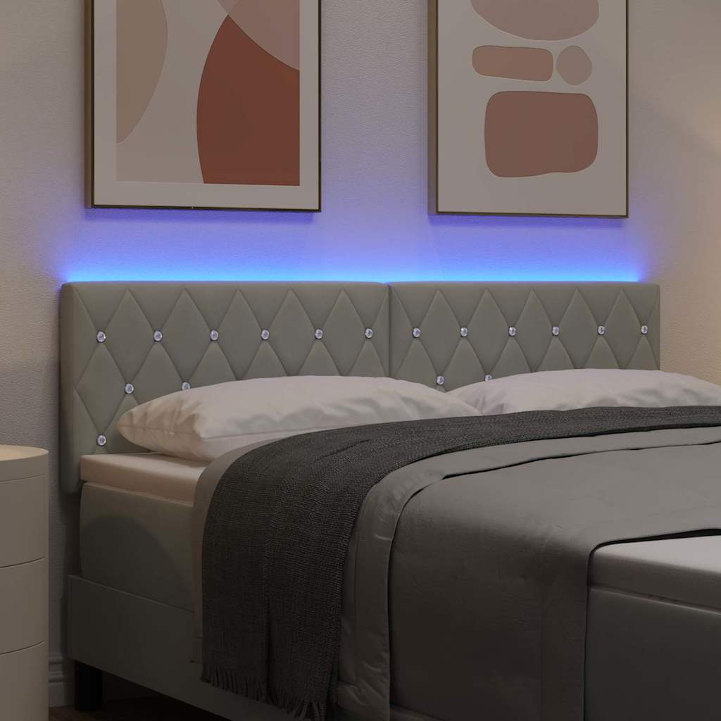 LED glava kreveta s LED trakama Svijetlo siva 144 cm Baršun