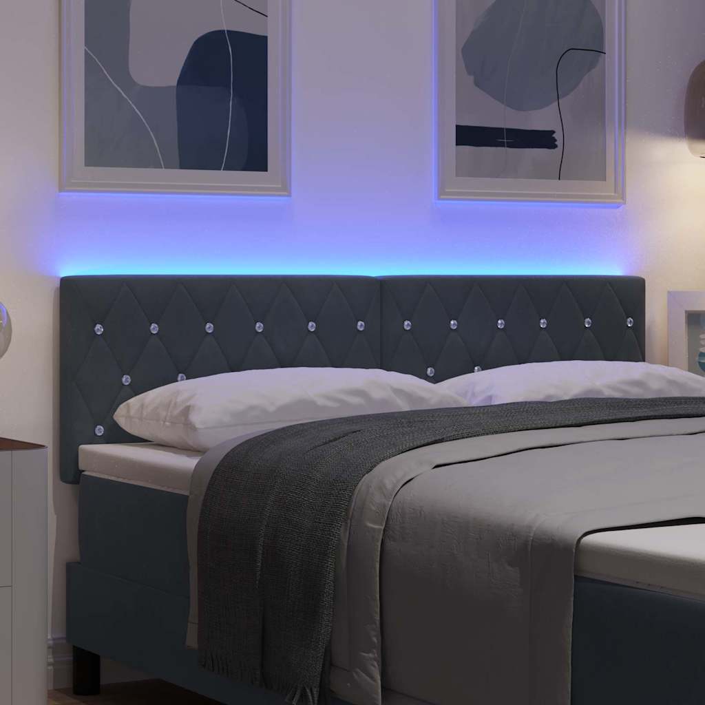 LED glava kreveta s LED trakama Tamno siva 144 cm Baršun