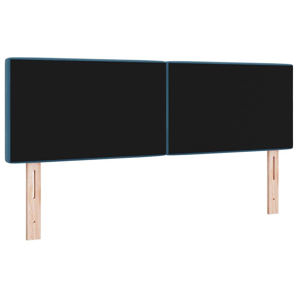 LED glava kreveta s LED trakama Tamno plava 144 cm Baršun