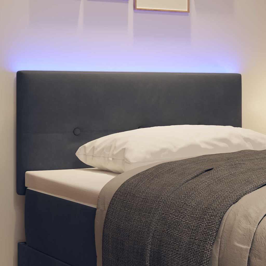 LED glava kreveta s LED trakama Sivi 80 cm Baršun