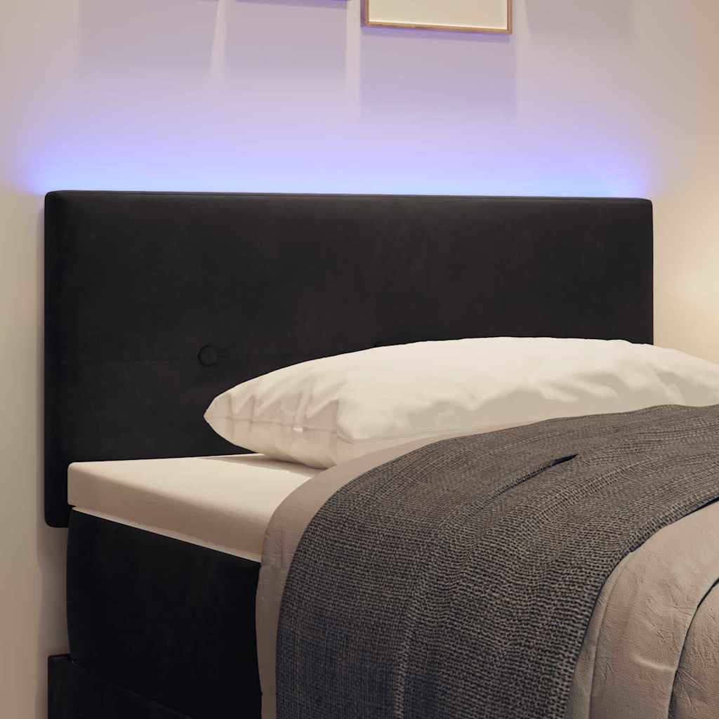 LED glava kreveta s LED trakama Crna 80 cm Baršun