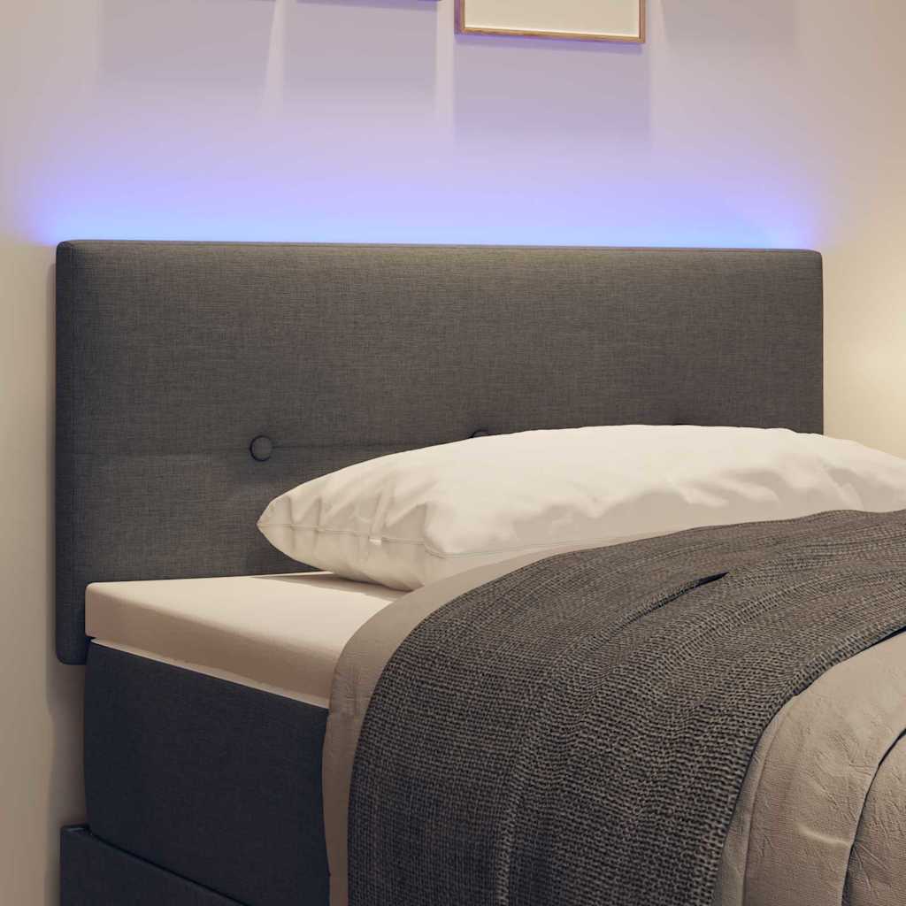 LED glava kreveta s LED trakama Tamno siva 90 cm tkanina