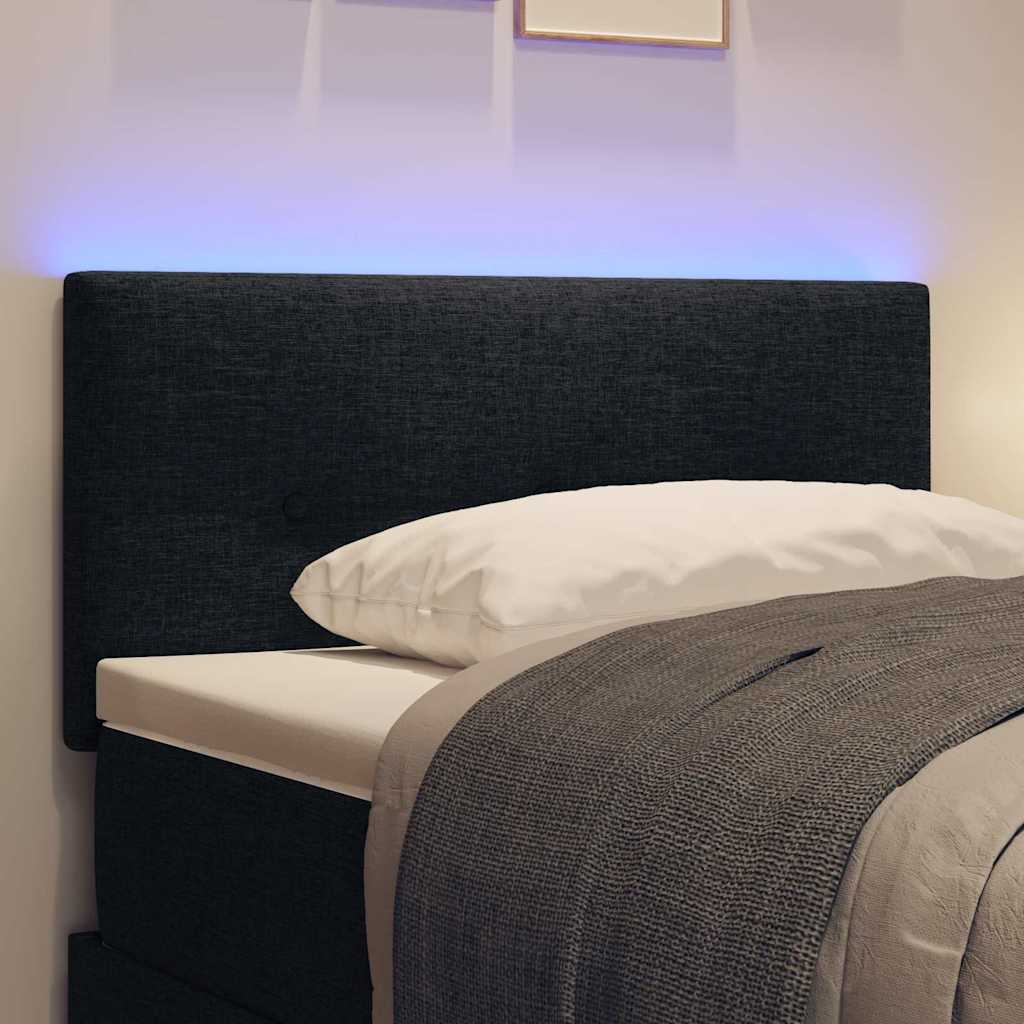 LED glava kreveta s LED trakama Crna 100 cm tkanina