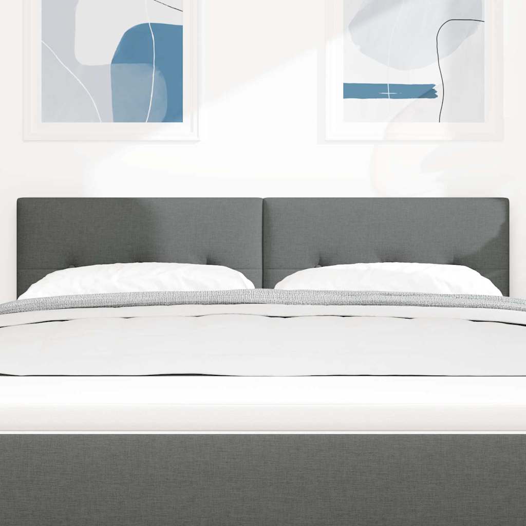 LED glava kreveta s LED trakama Tamno siva 144 cm tkanina