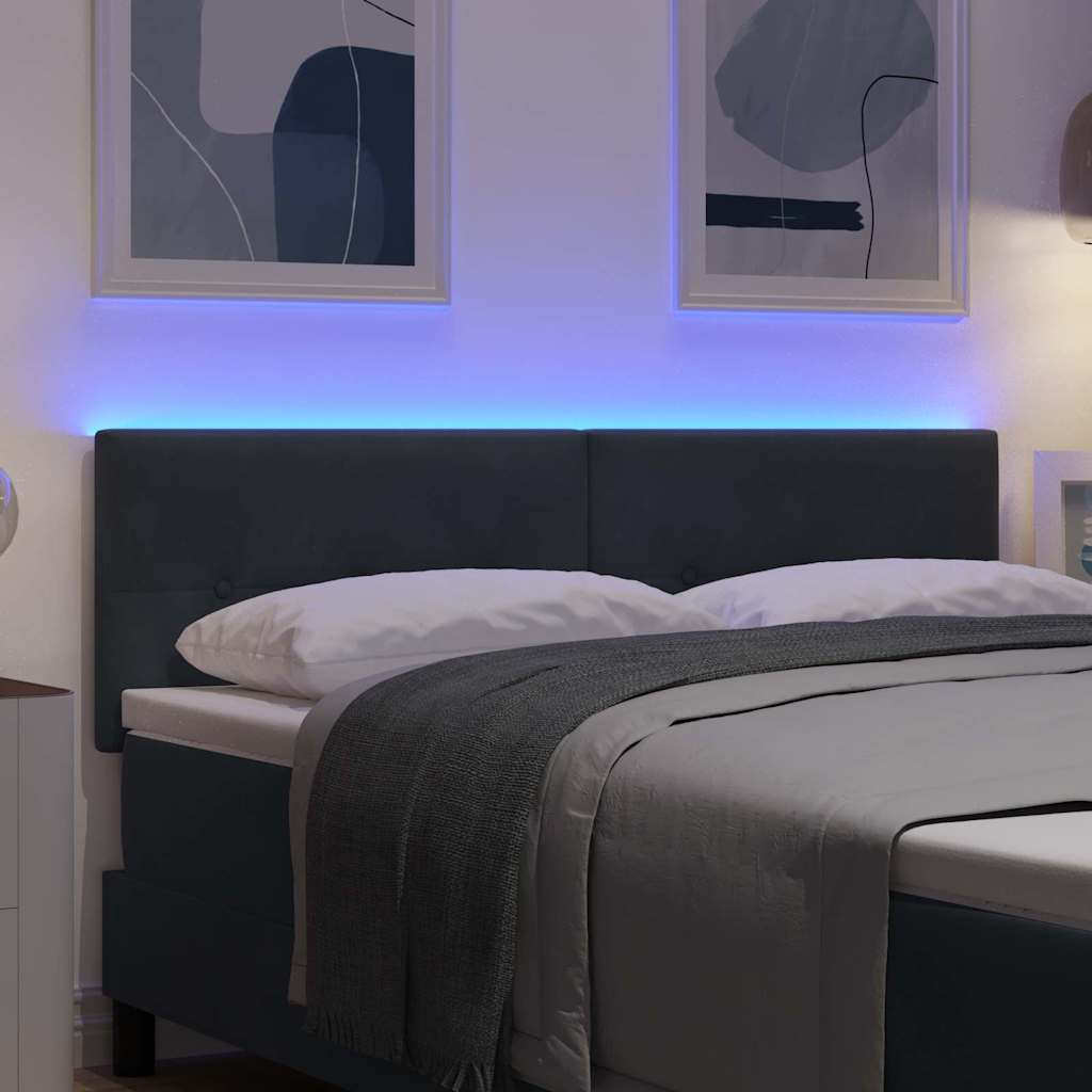 LED glava kreveta s LED trakama Sivi 144 cm Baršun