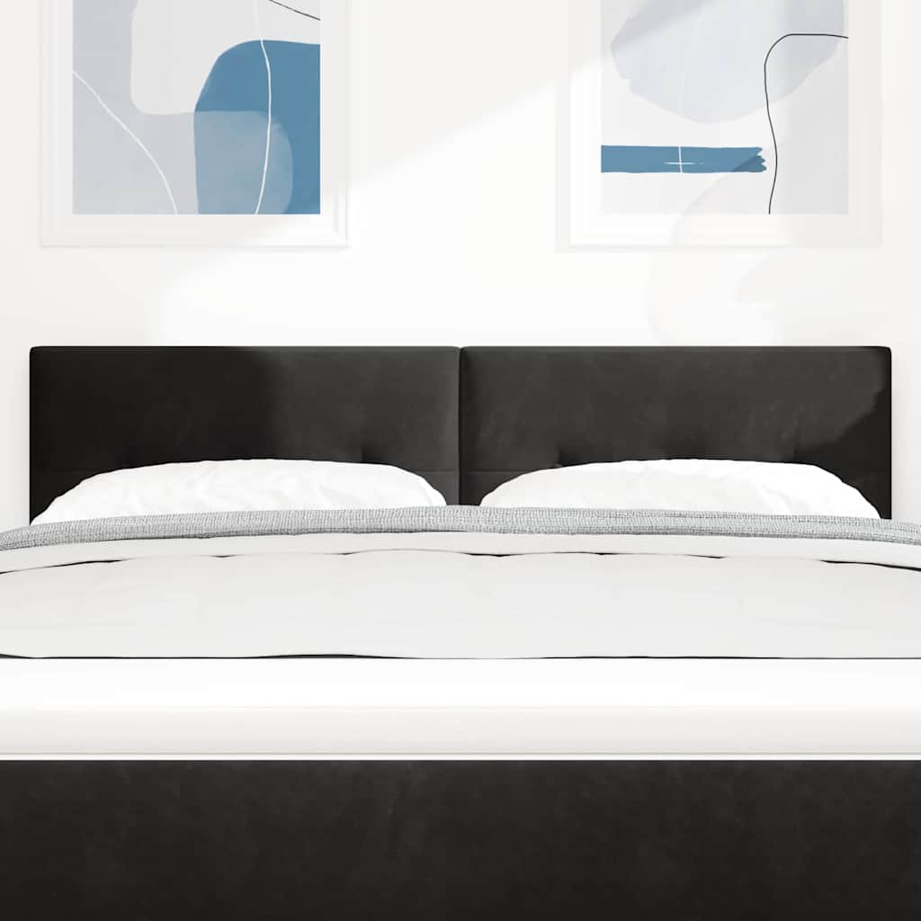 LED glava kreveta s LED trakama Crna 144 cm Baršun