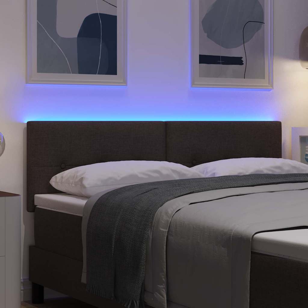 LED glava kreveta s LED trakama Tamno smeđa 160 cm tkanina
