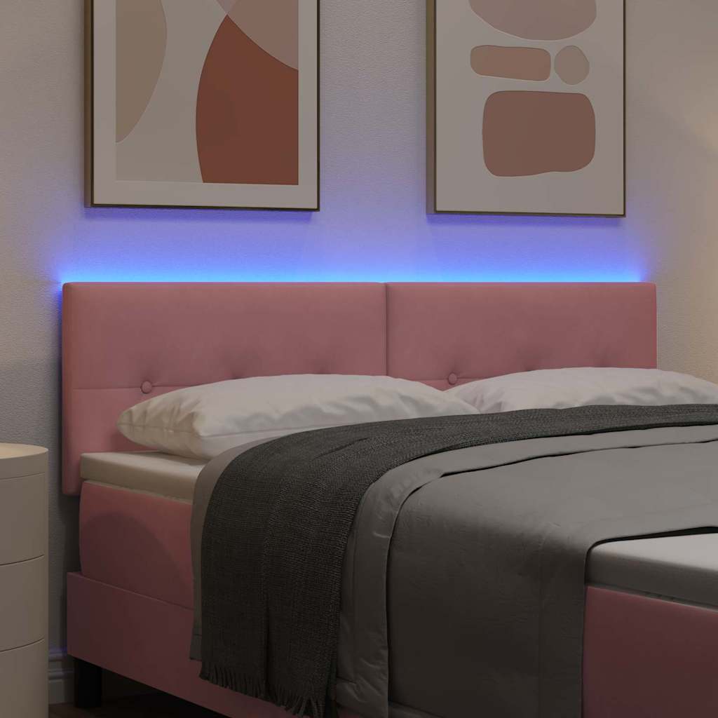 LED glava kreveta s LED trakama Ružičasta 160 cm Baršun