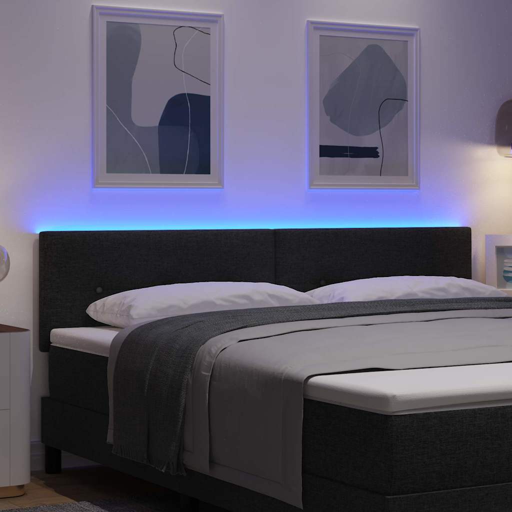 LED glava kreveta s LED trakama Crna 180 cm tkanina