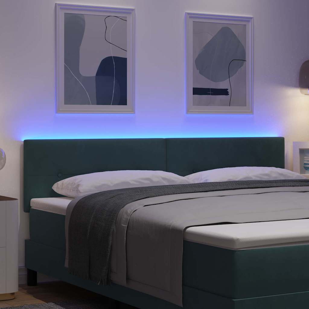 LED glava kreveta s LED trakama Zelena 180 cm Baršun