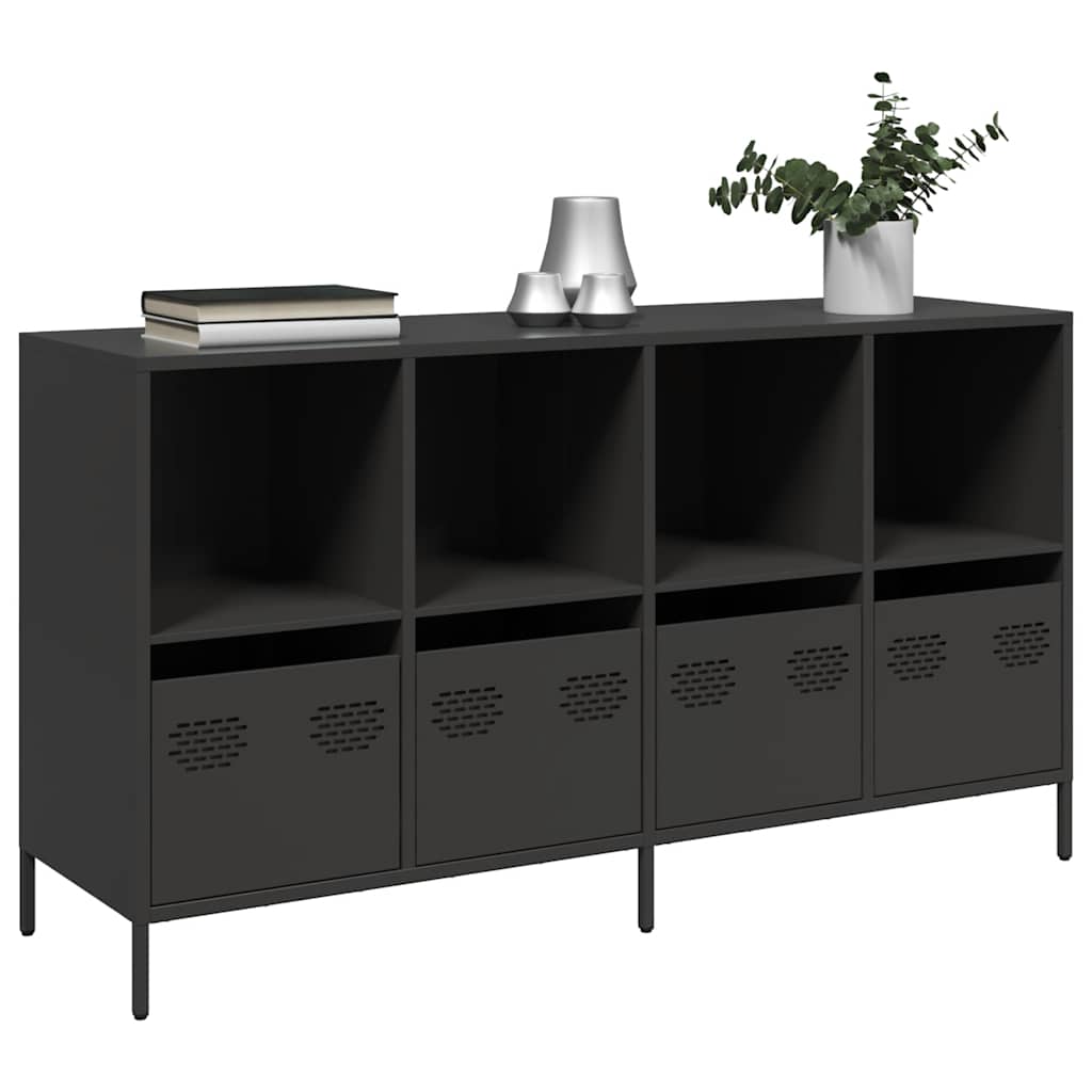 Komoda crna 135x39x73,5 cm hladno valjani čelik