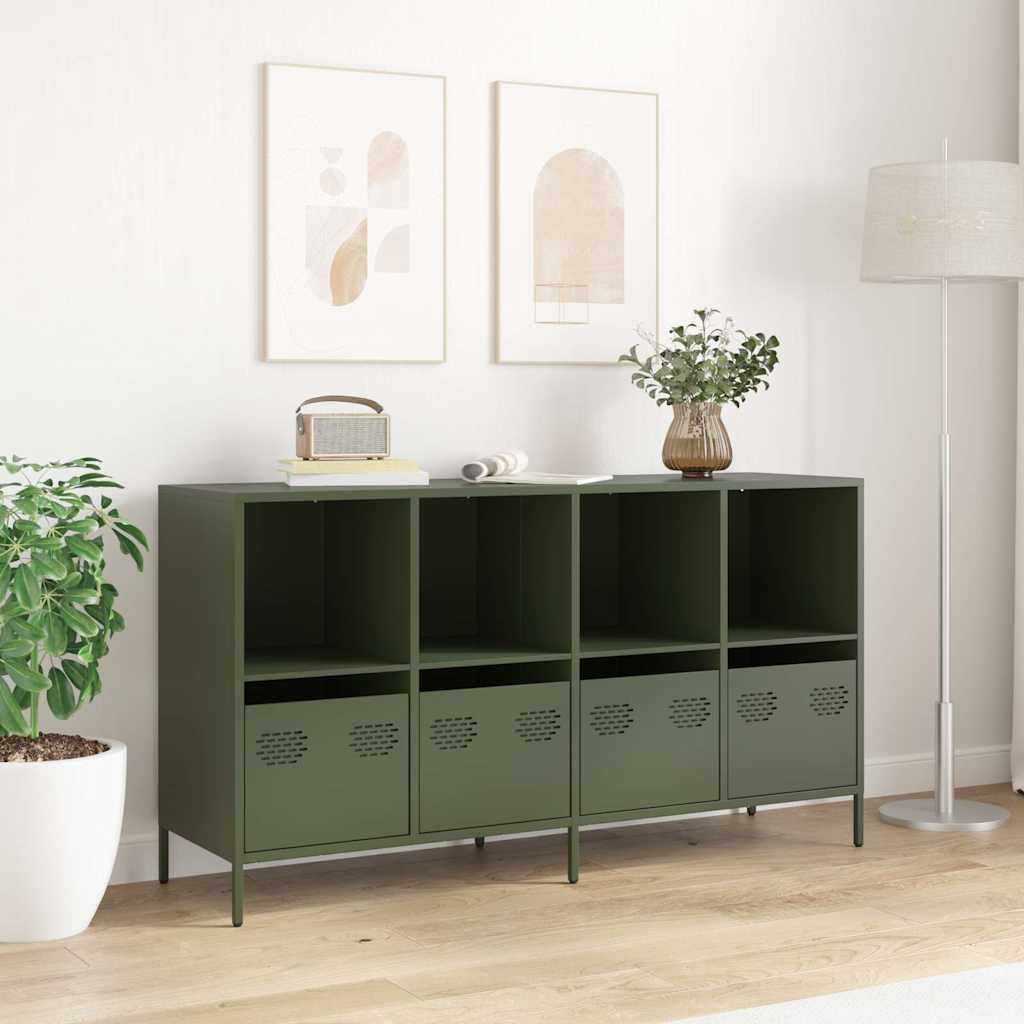 Komoda Maslinasto zelena 135x39x73,5 cm Hladno valjani čelik