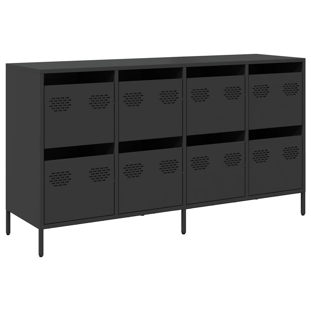 Komoda crna 135x39x73,5 cm hladno valjani čelik