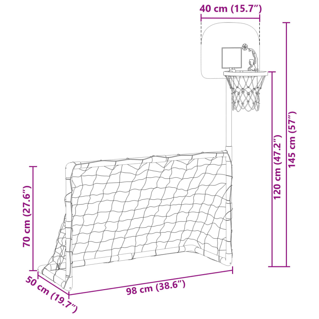 Dječji nogometni i košarkaški set s loptama 98 x 50 x 70 cm
