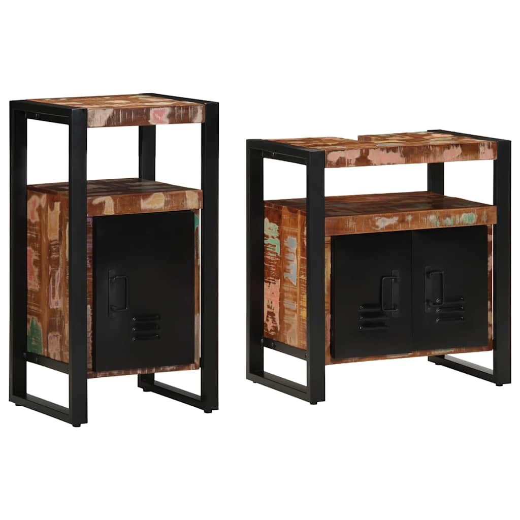 Set namještaja za kupaonicu 2 pcs Smeđa Čvrsto reciklirano drvo