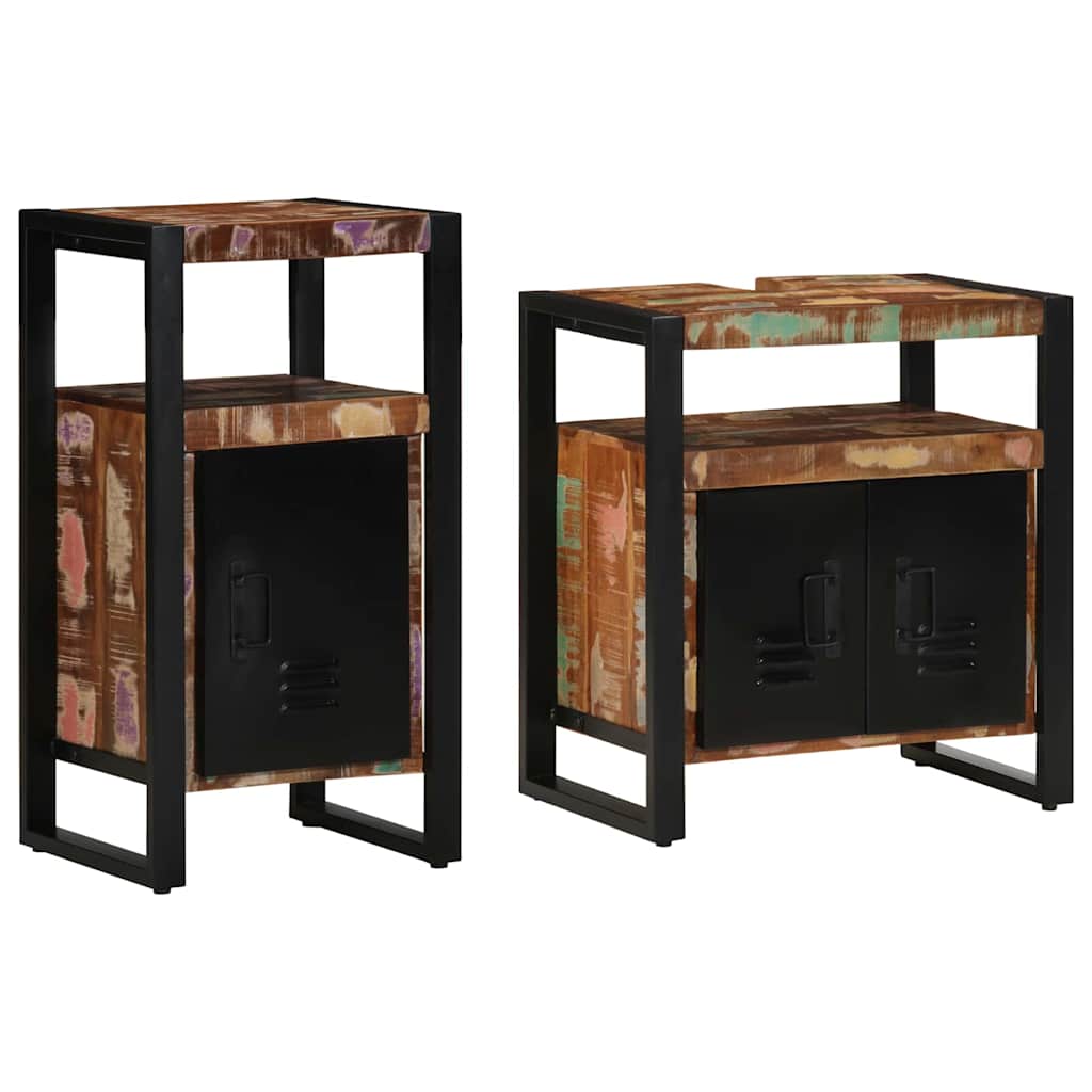 Set namještaja za kupaonicu 2 pcs Smeđa Čvrsto reciklirano drvo