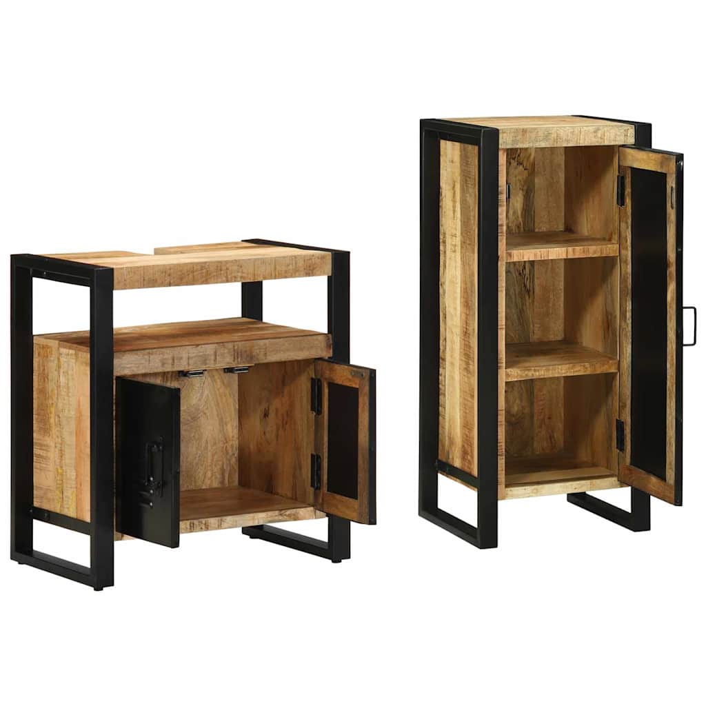 Set namještaja za kupaonicu s ladicama 2 pcs Čvrsto drvo manga