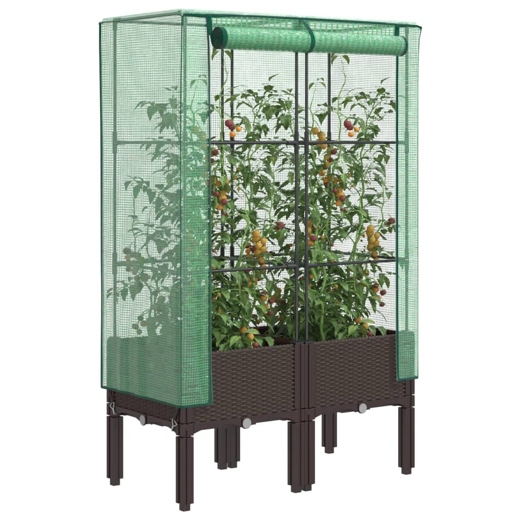 Povišena gredica s pokrovom za staklenik 80 x 40 x 140 cm