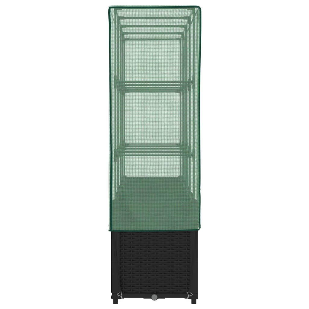 Povišena gredica s pokrovom za staklenik izgled ratana 160x40x153 cm