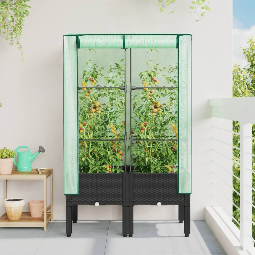 Povišena gredica s pokrovom za staklenik 80 x 40 x 140 cm