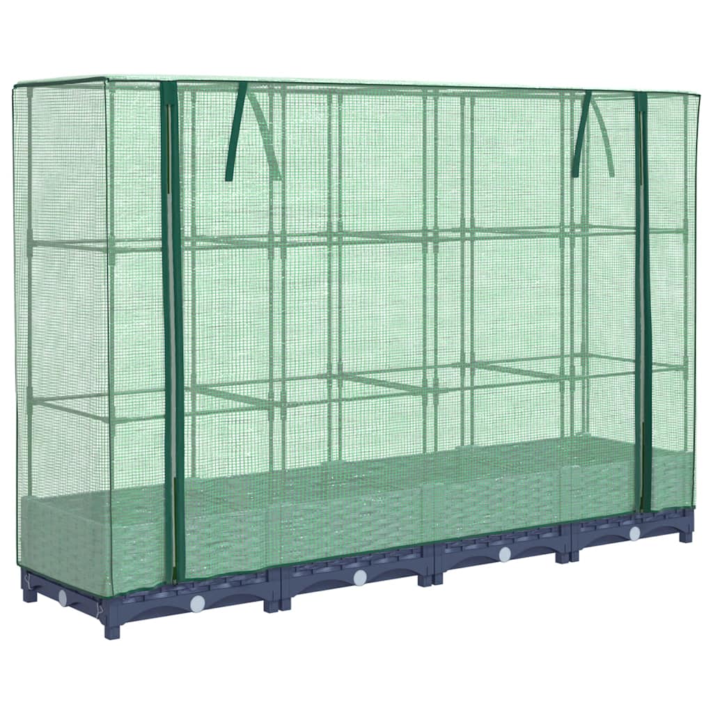 Povišena gredica s pokrovom za staklenik izgled ratana 160x40x123 cm