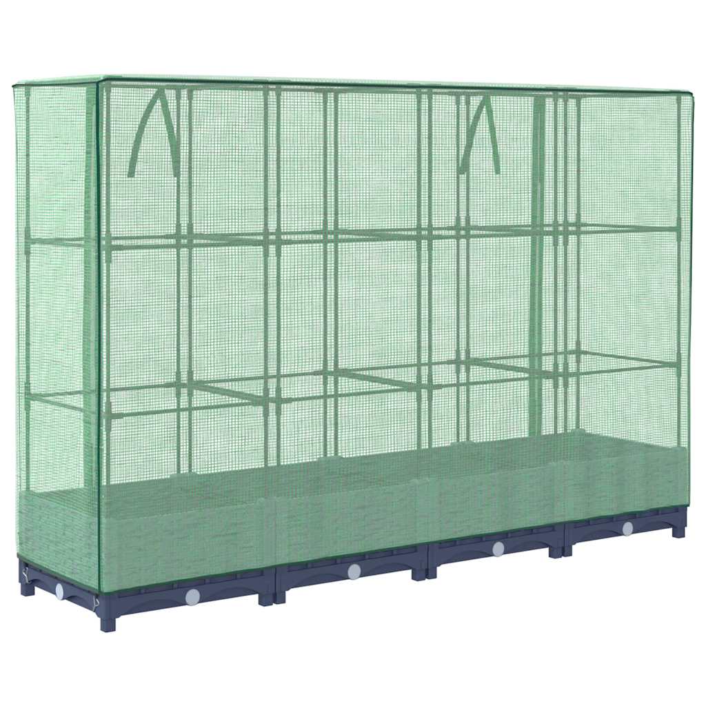 Povišena gredica s pokrovom za staklenik izgled ratana 160x40x123 cm