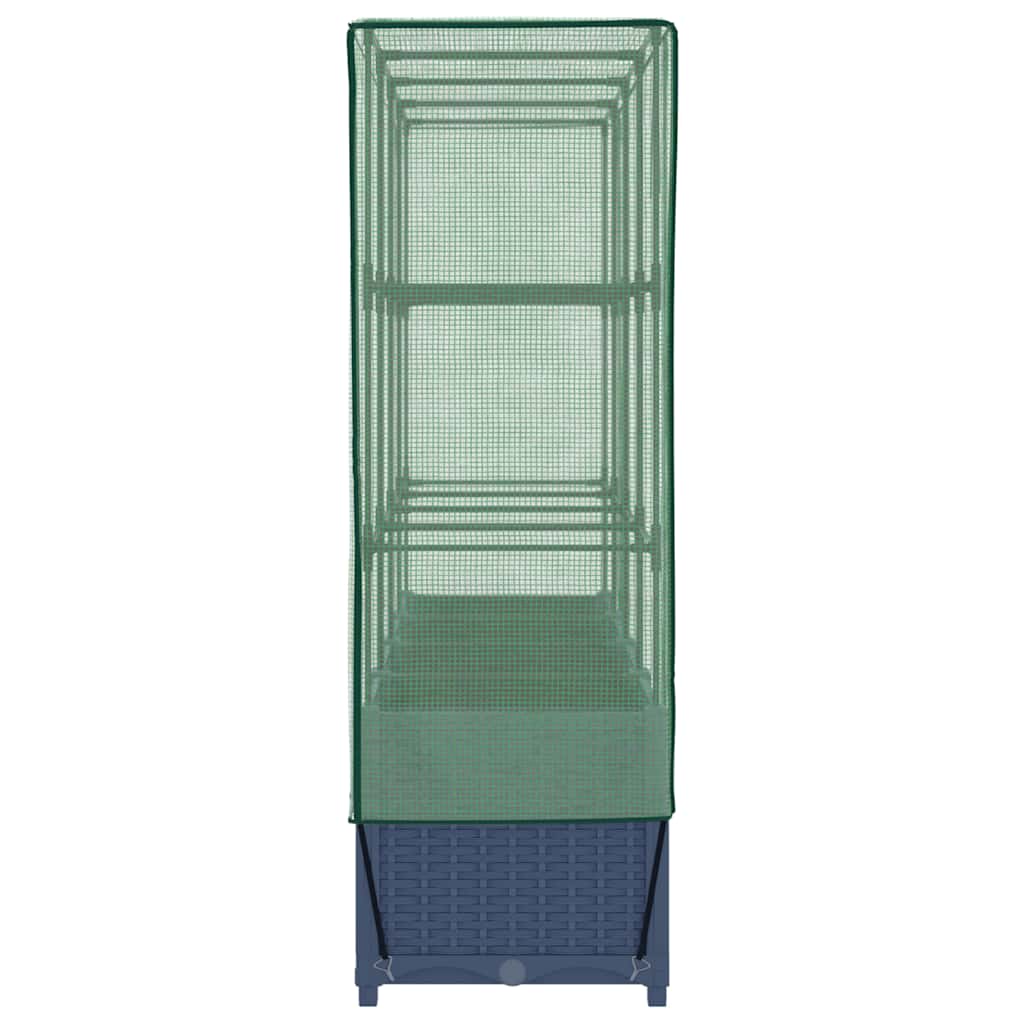 Povišena gredica s pokrovom za staklenik izgled ratana 160x40x138 cm