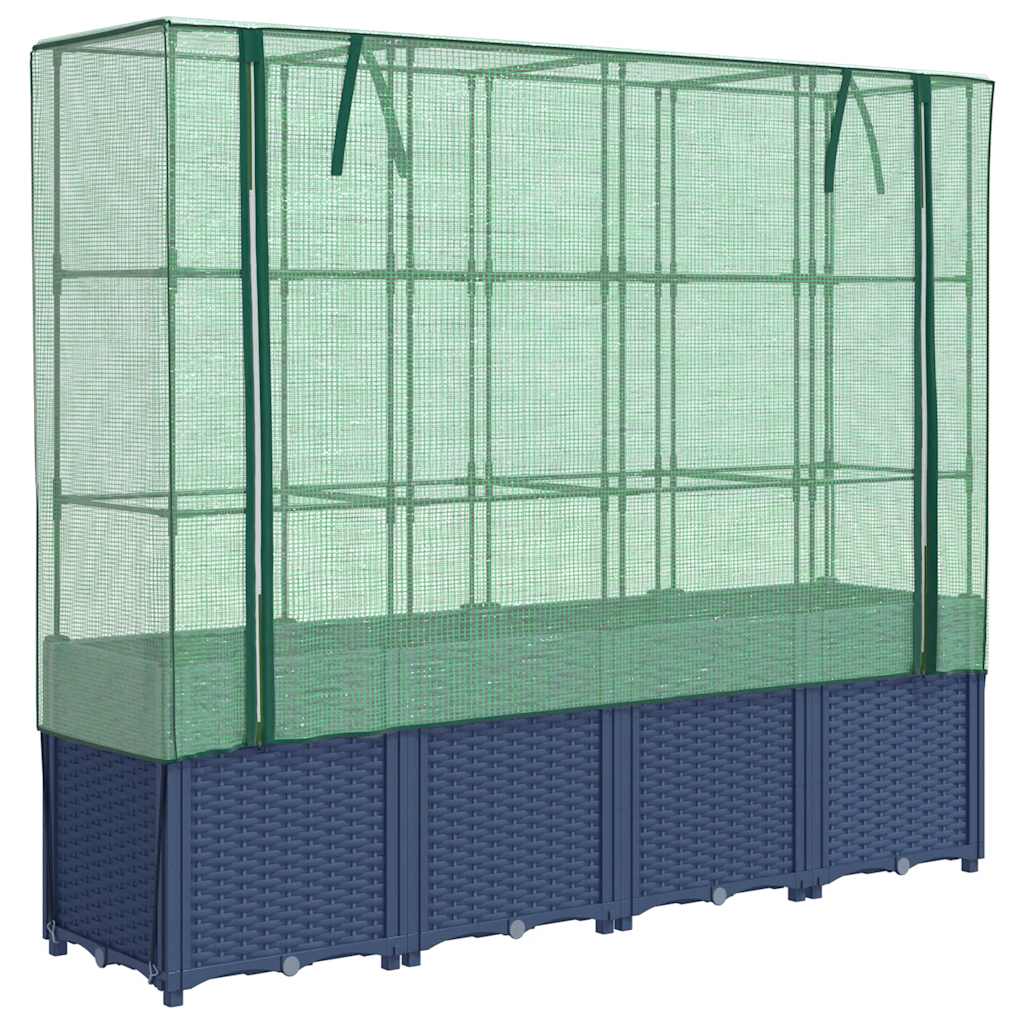 Povišena gredica s pokrovom za staklenik izgled ratana 160x40x153 cm