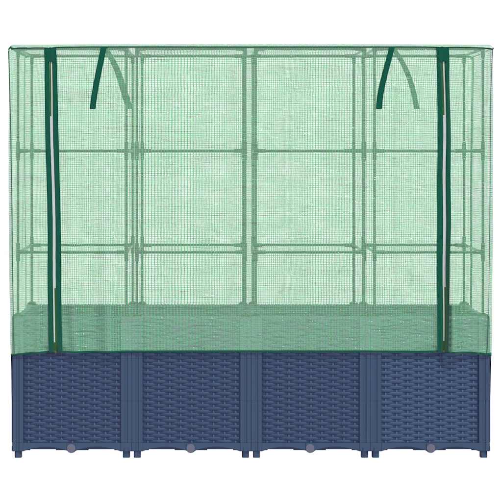 Povišena gredica s pokrovom za staklenik izgled ratana 160x40x153 cm
