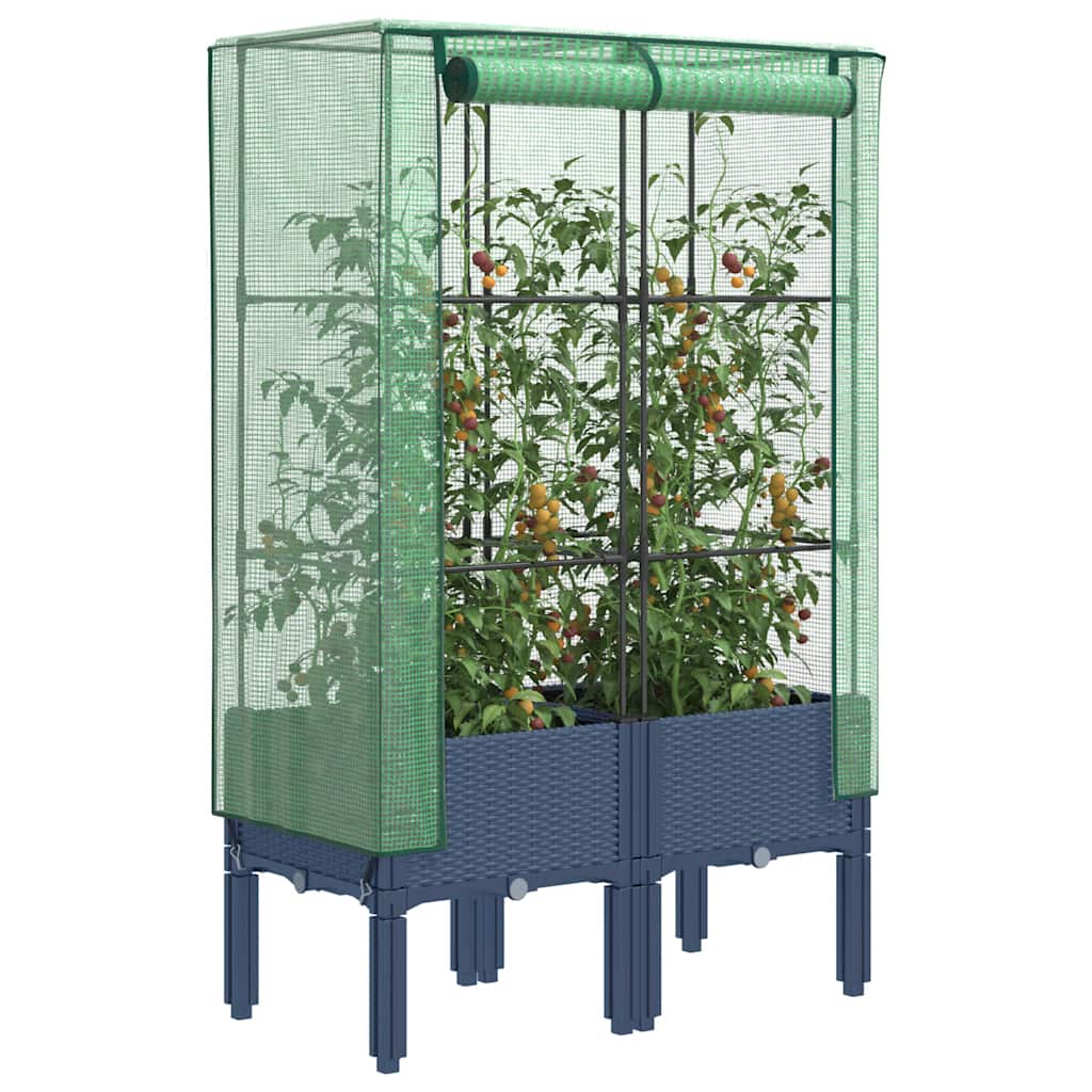 Povišena gredica s pokrovom za staklenik 80 x 40 x 140 cm