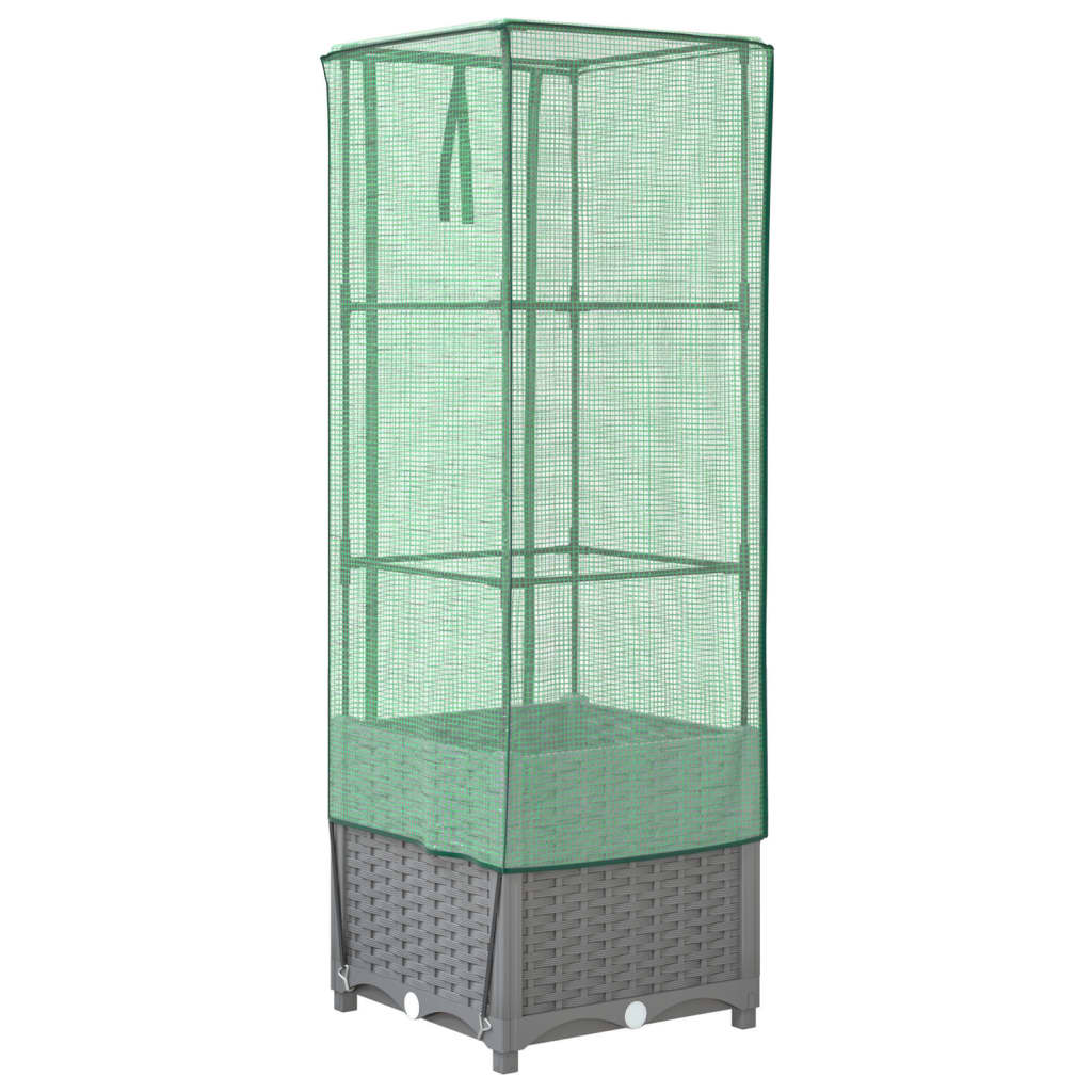 Povišena gredica s pokrovom za staklenik 40 x 40 x 139 cm
