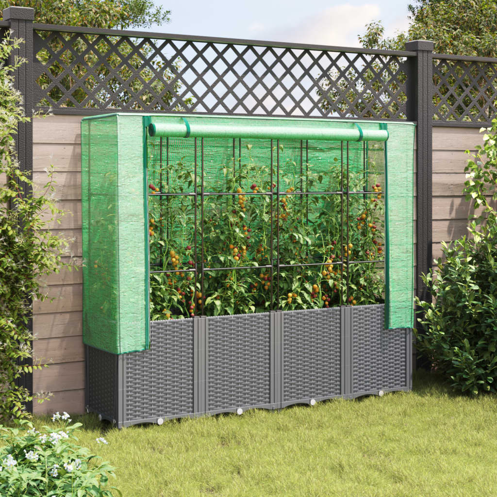 Povišena gredica s pokrovom za staklenik 160 x 40 x 153 cm