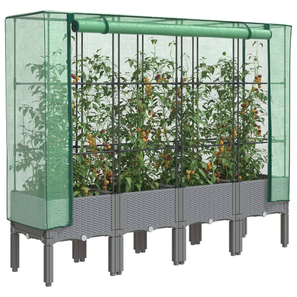 Povišena gredica s pokrovom za staklenik 160 x 40 x 140 cm