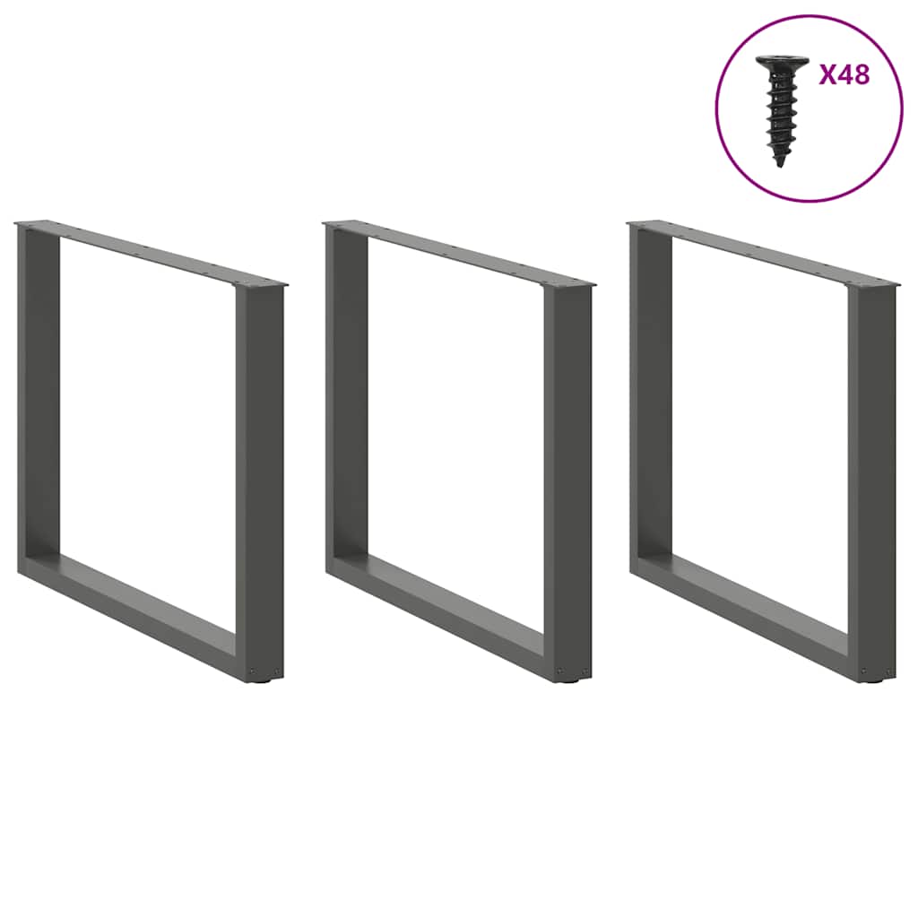 Noge za blagovaonski stol U-oblik 3 kom antracit 100 x (72-73) cm čelik