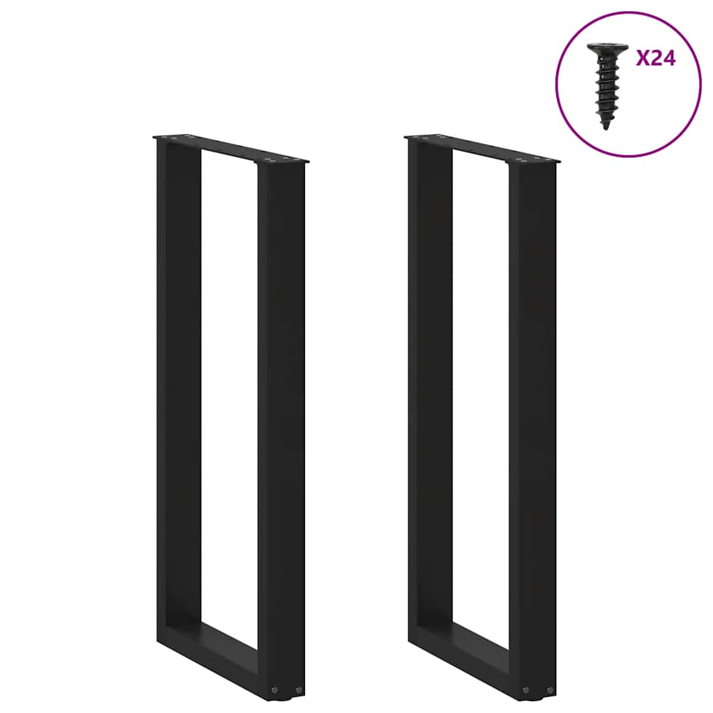 Noge za barski stol U-oblika 2 kom Crne 50 x (100-101) cm Čelik