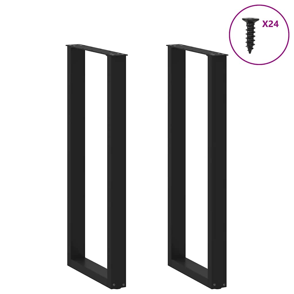 Noge za barski stol U-oblika 2 kom Crne 50 x (110-111) cm Čelik